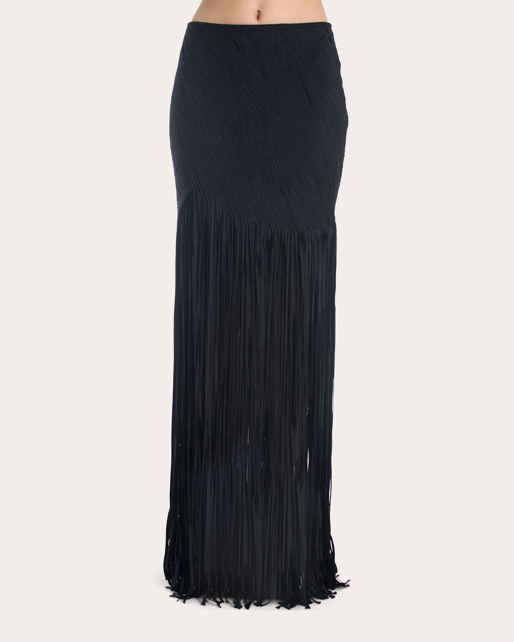 Valentina Draped Silk Fringe Maxi Skirt