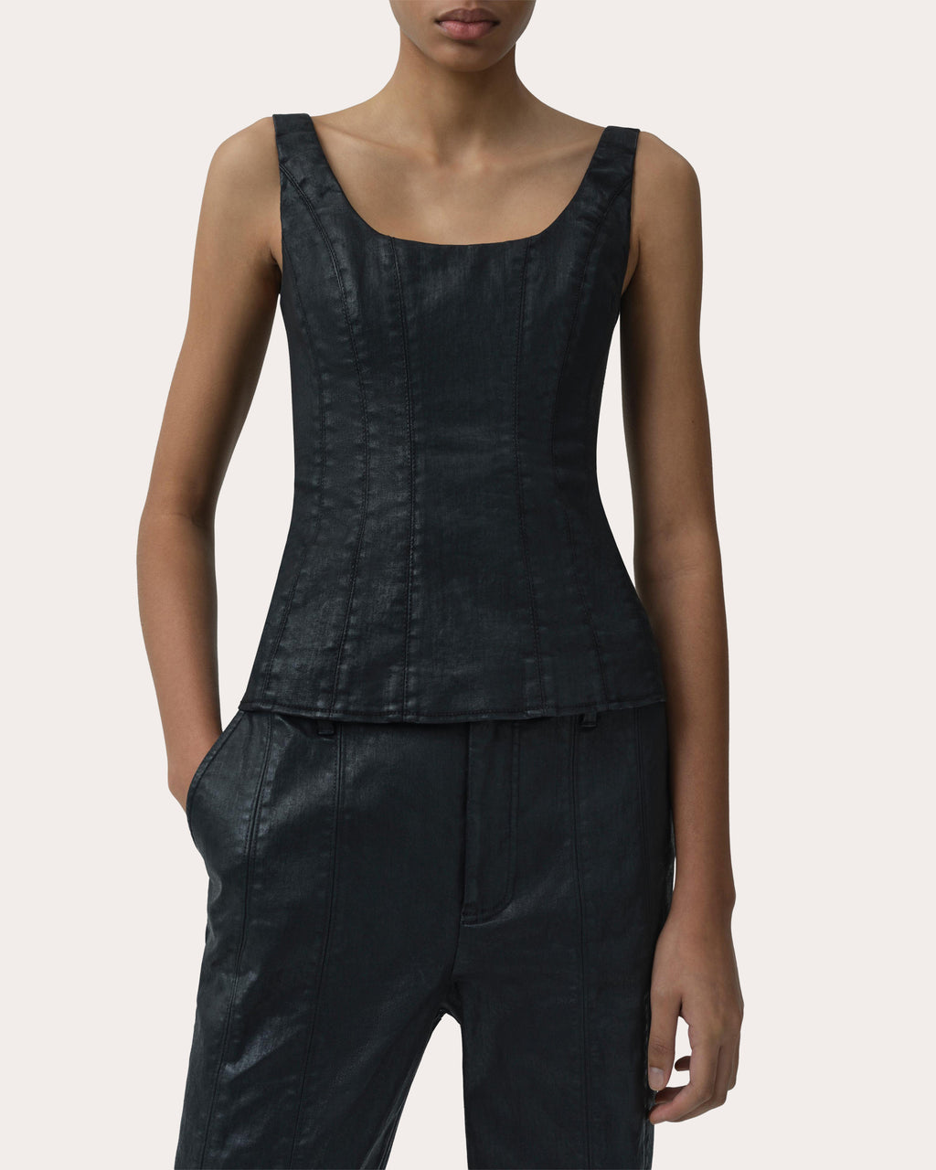 Lachlan Coated Denim Bustier Top