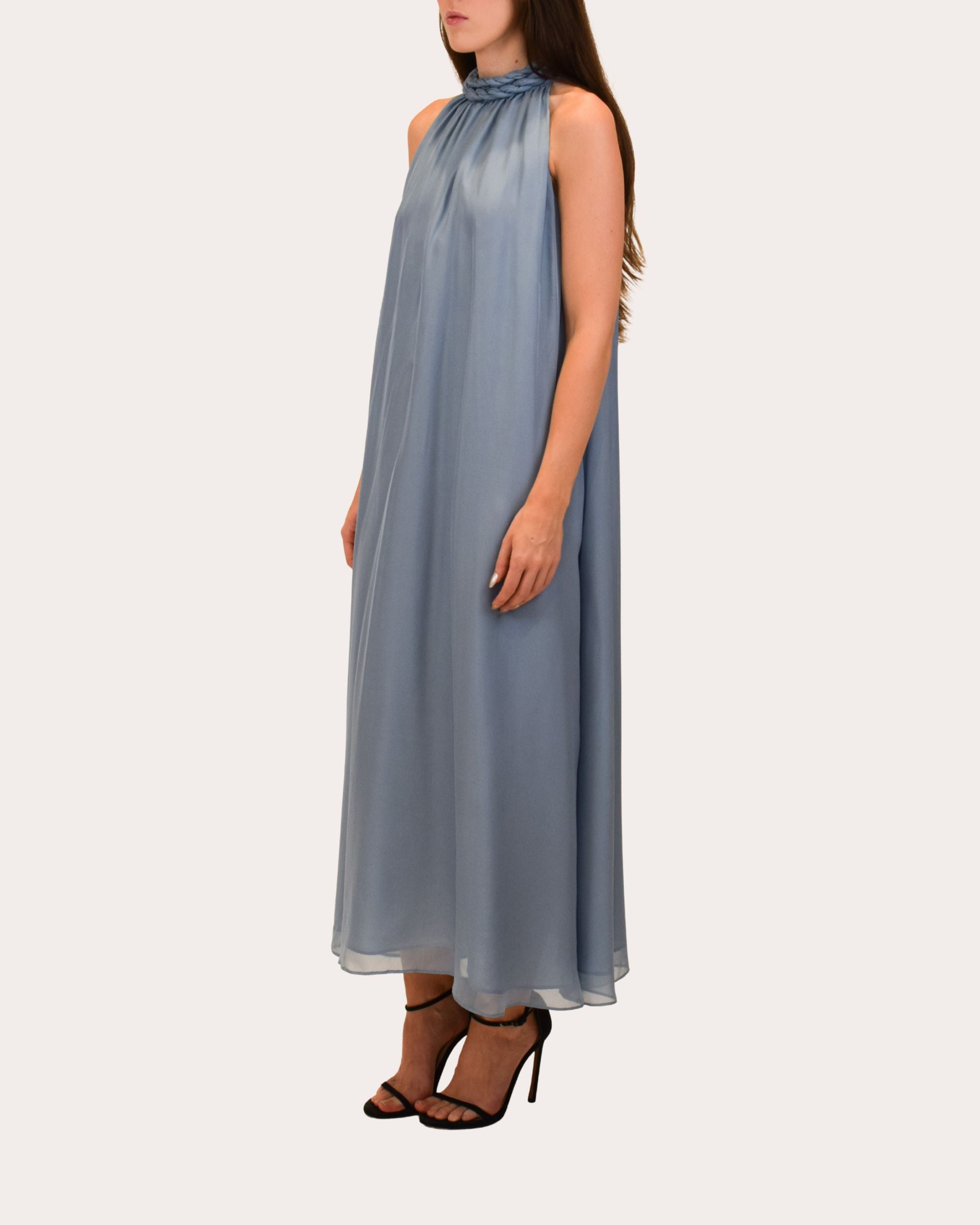 Dany Gathered Silk Chiffon Midi Dress