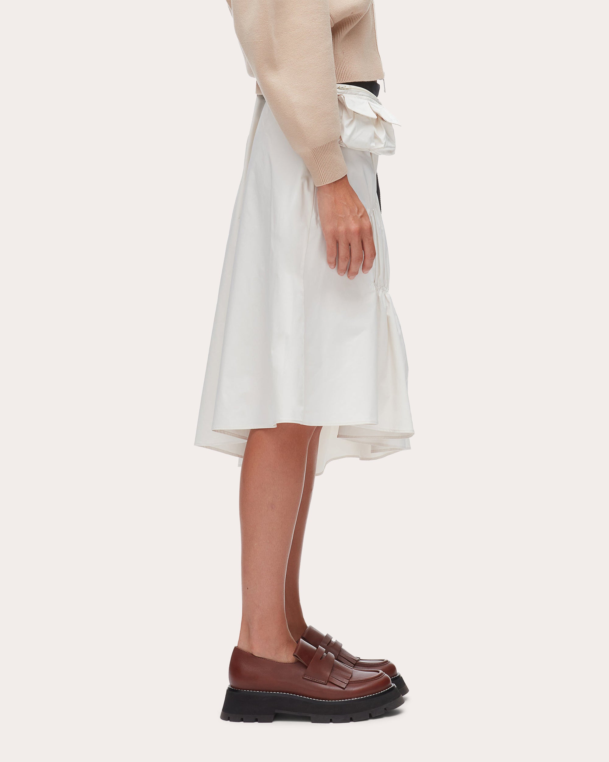 Ripstop Shirred Asymmetric Skirt