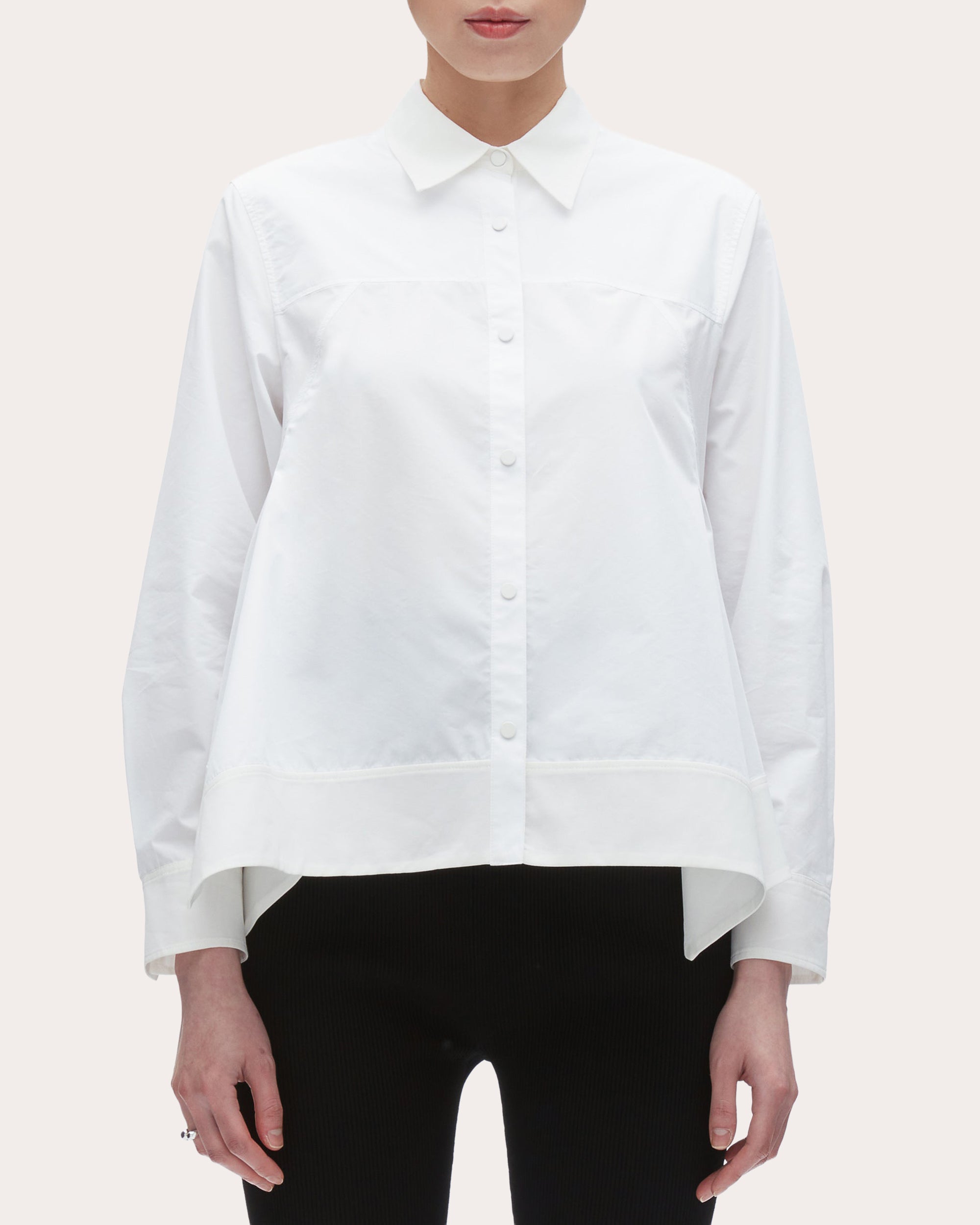 Techno Poplin Flounce-Hem Shirt