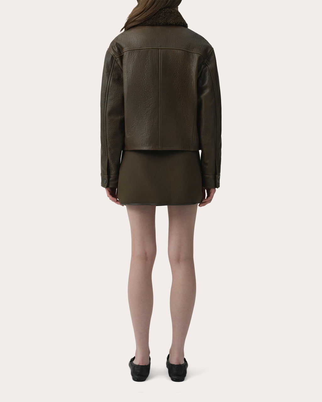 Mel Leather Shearling Collared Jacket