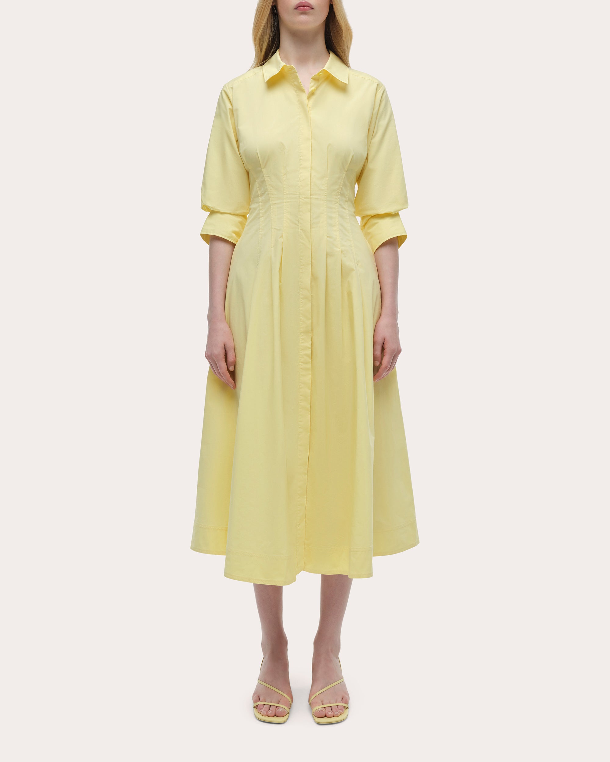 stretch cotton poplin pintuck long midi shirt dress SIMKHAI Women's Jazz Pintuck Midi Dress