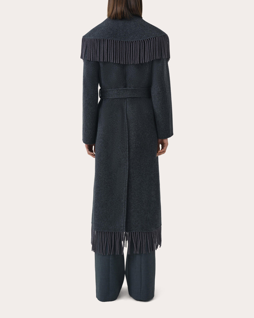 Carrie Fringe Wool Wrap Coat