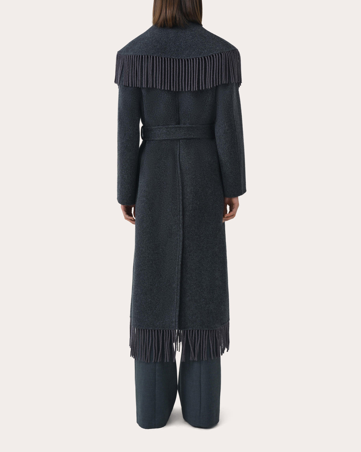 Carrie Fringe Wool Wrap Coat
