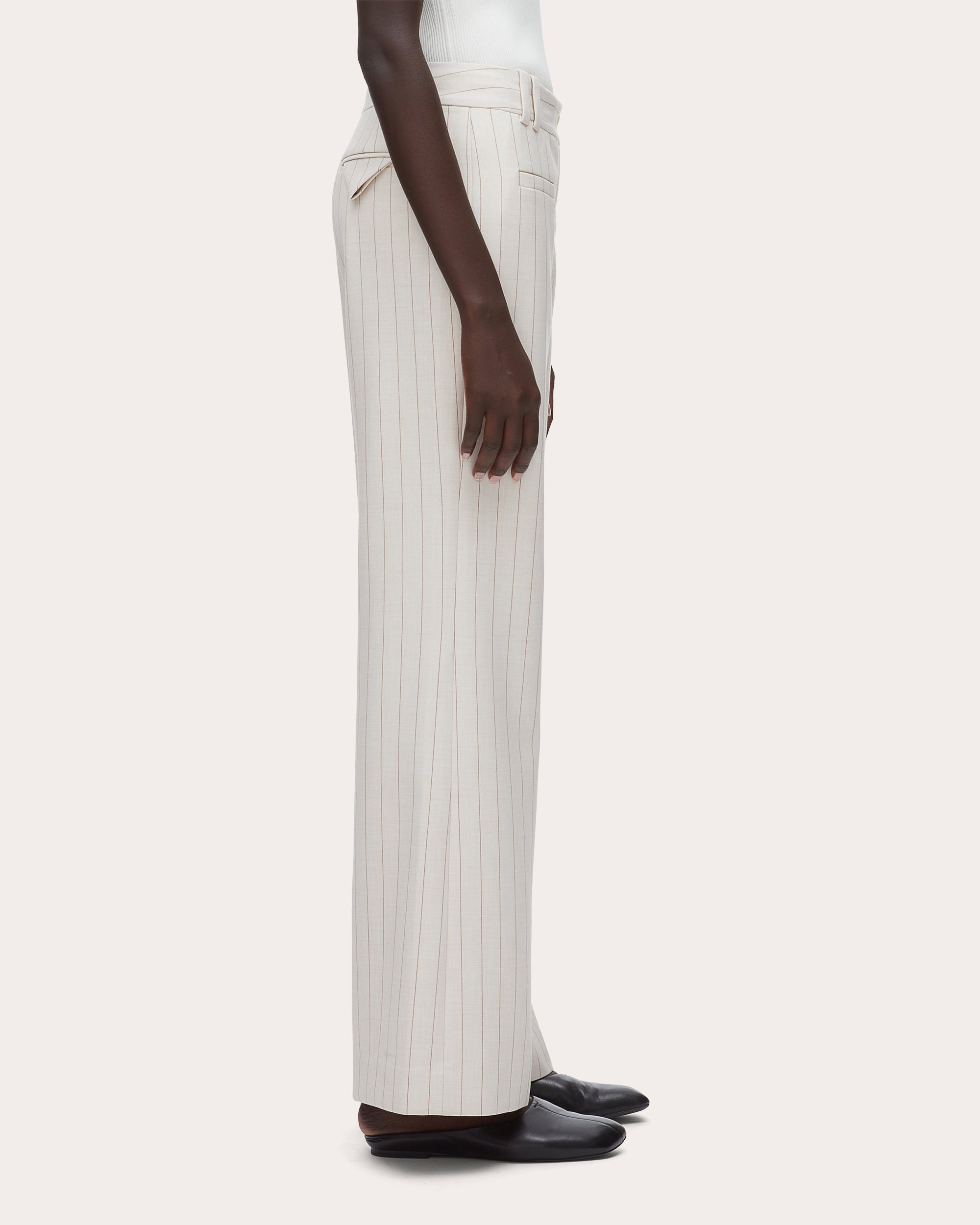 Pinstripe Straight-Leg Flare Trousers