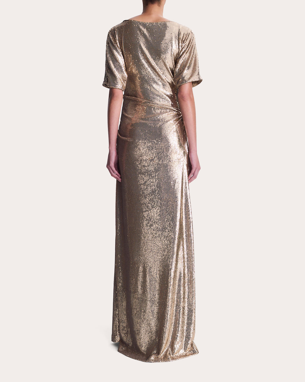Coralie Sequin Ruched Boatneck Gown