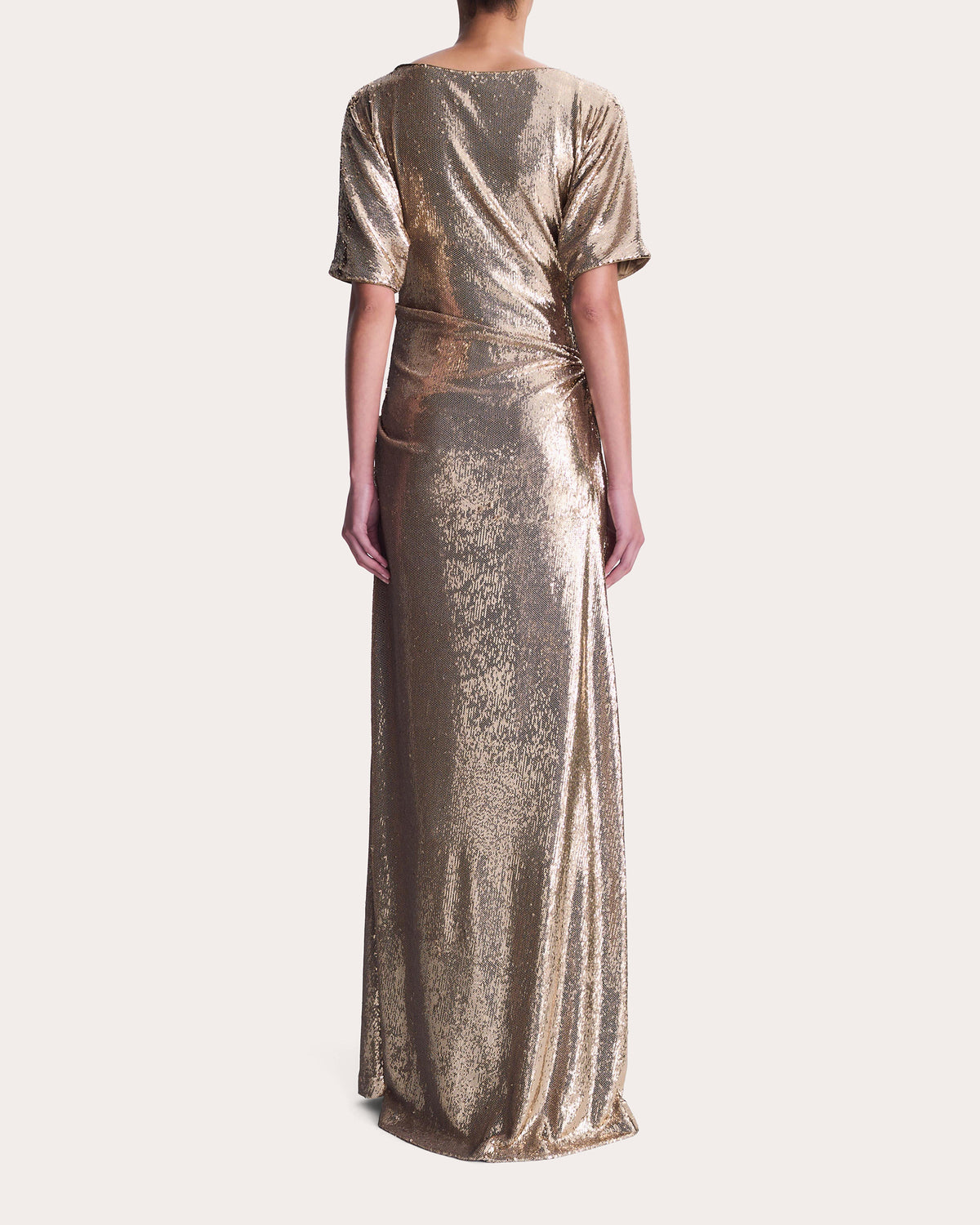 Coralie Sequin Ruched Boatneck Gown