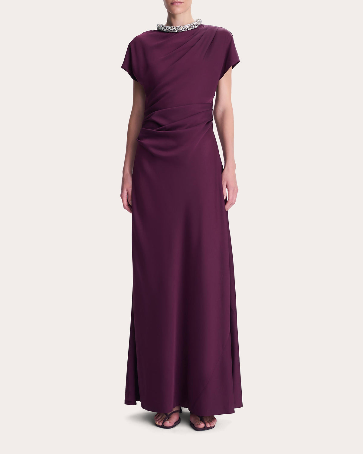 Eliza Crystal Satin Drape Gown