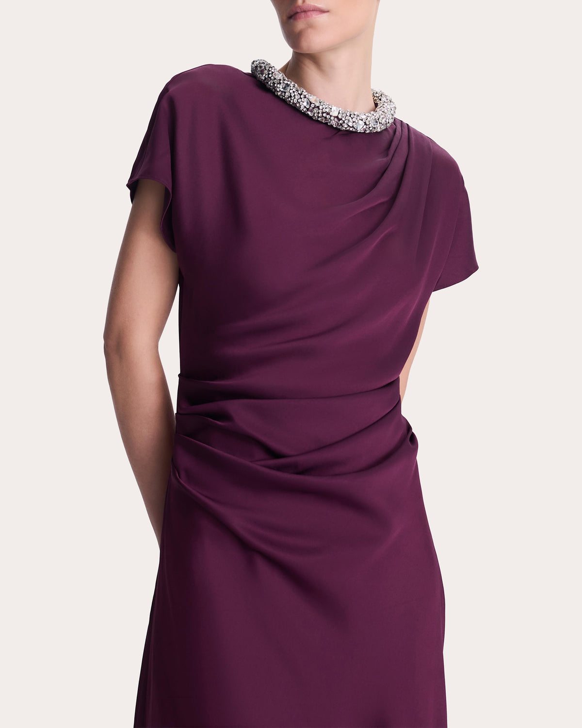 Eliza Crystal Satin Drape Gown