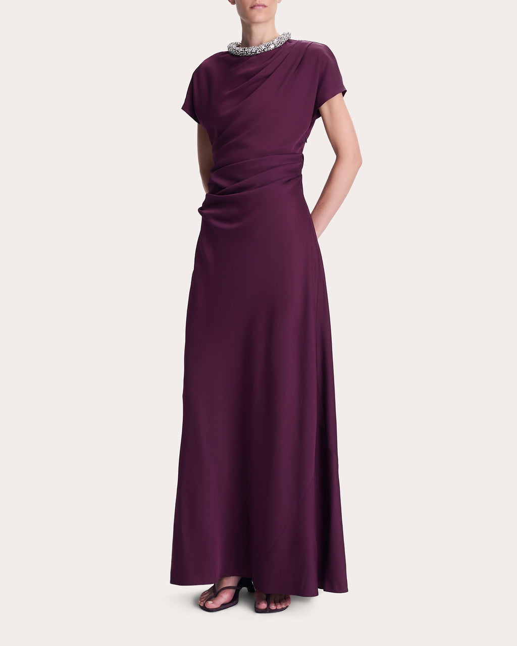 Eliza Crystal Satin Drape Gown
