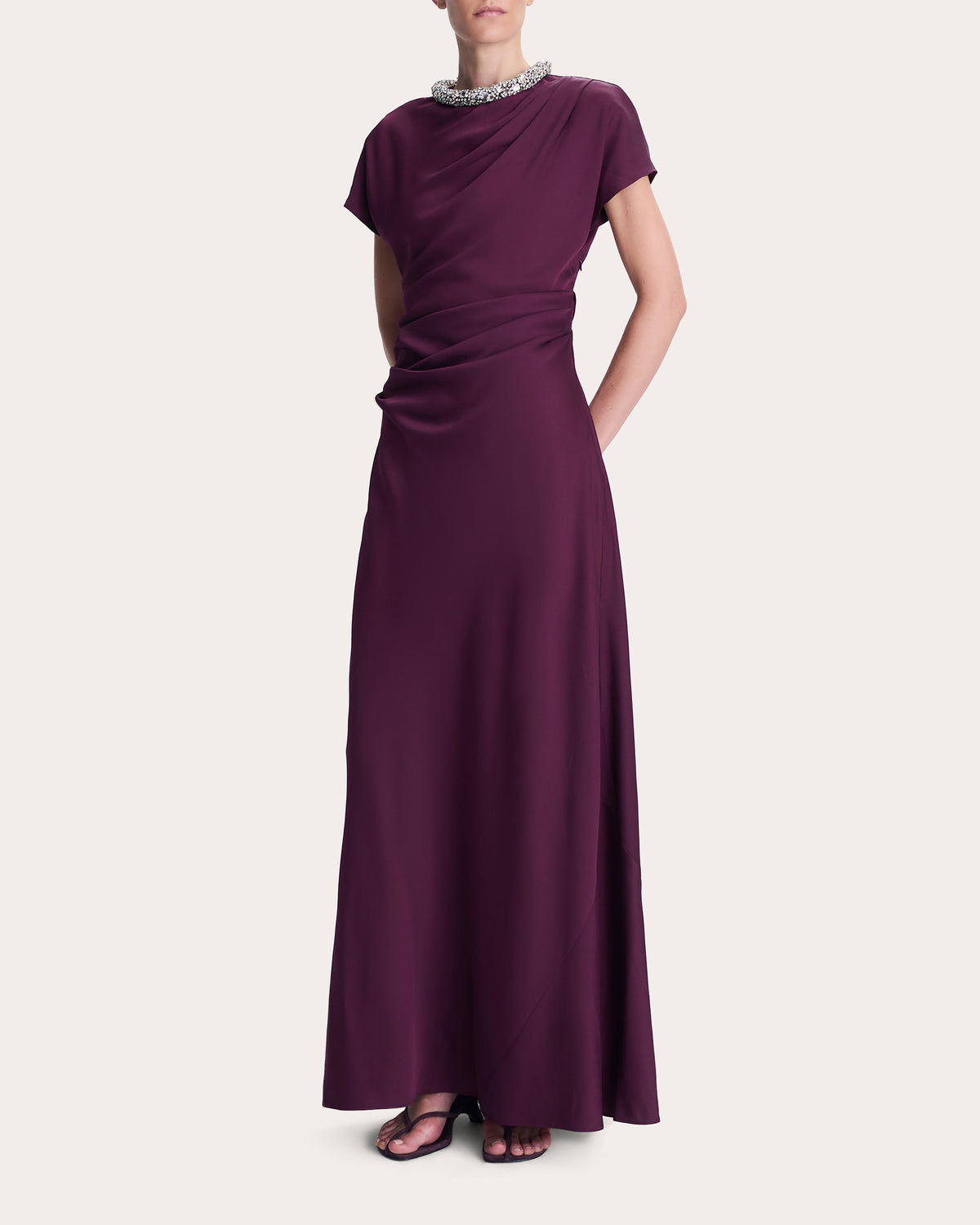 Eliza Crystal Satin Drape Gown