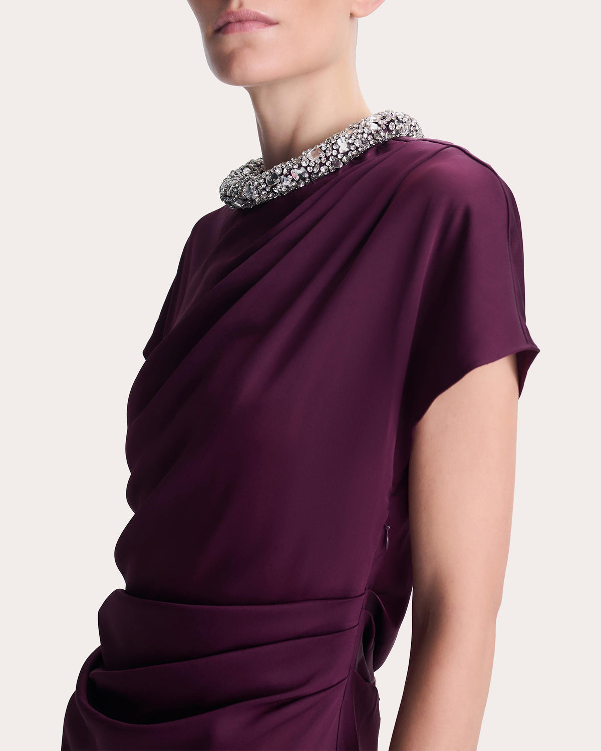 Eliza Crystal Satin Drape Gown