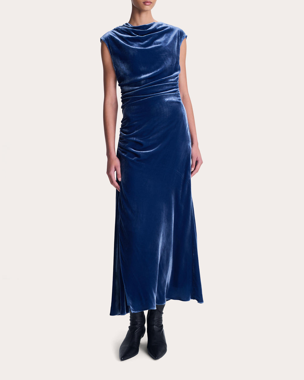 Burke Velvet Draped Midi Dress