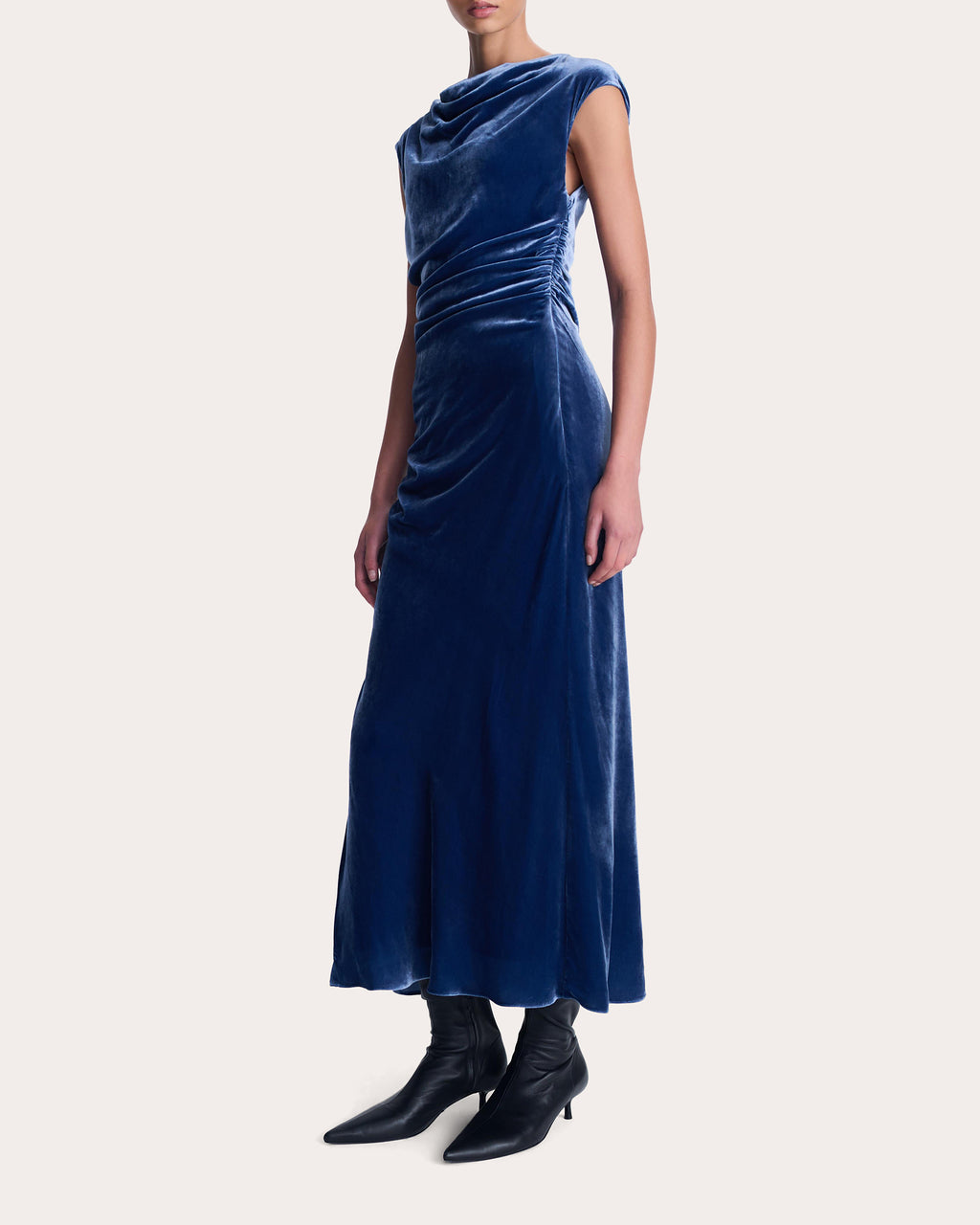 Burke Velvet Draped Midi Dress