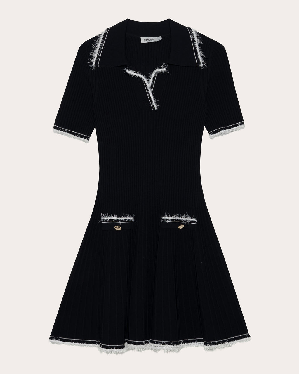 Linnea Eyelash Knit Collared Mini Dress