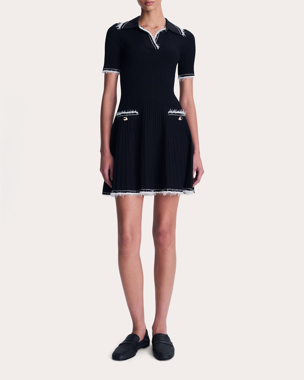 Linnea Eyelash Knit Collared Mini Dress