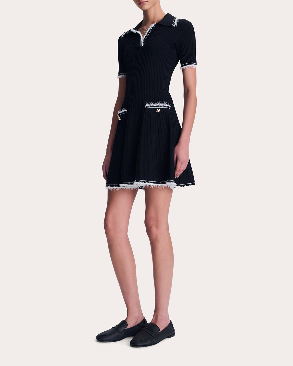 Linnea Eyelash Knit Collared Mini Dress