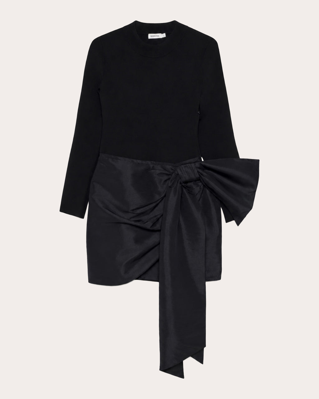 Tedda Knit Taffeta Combo Bow Mini Dress