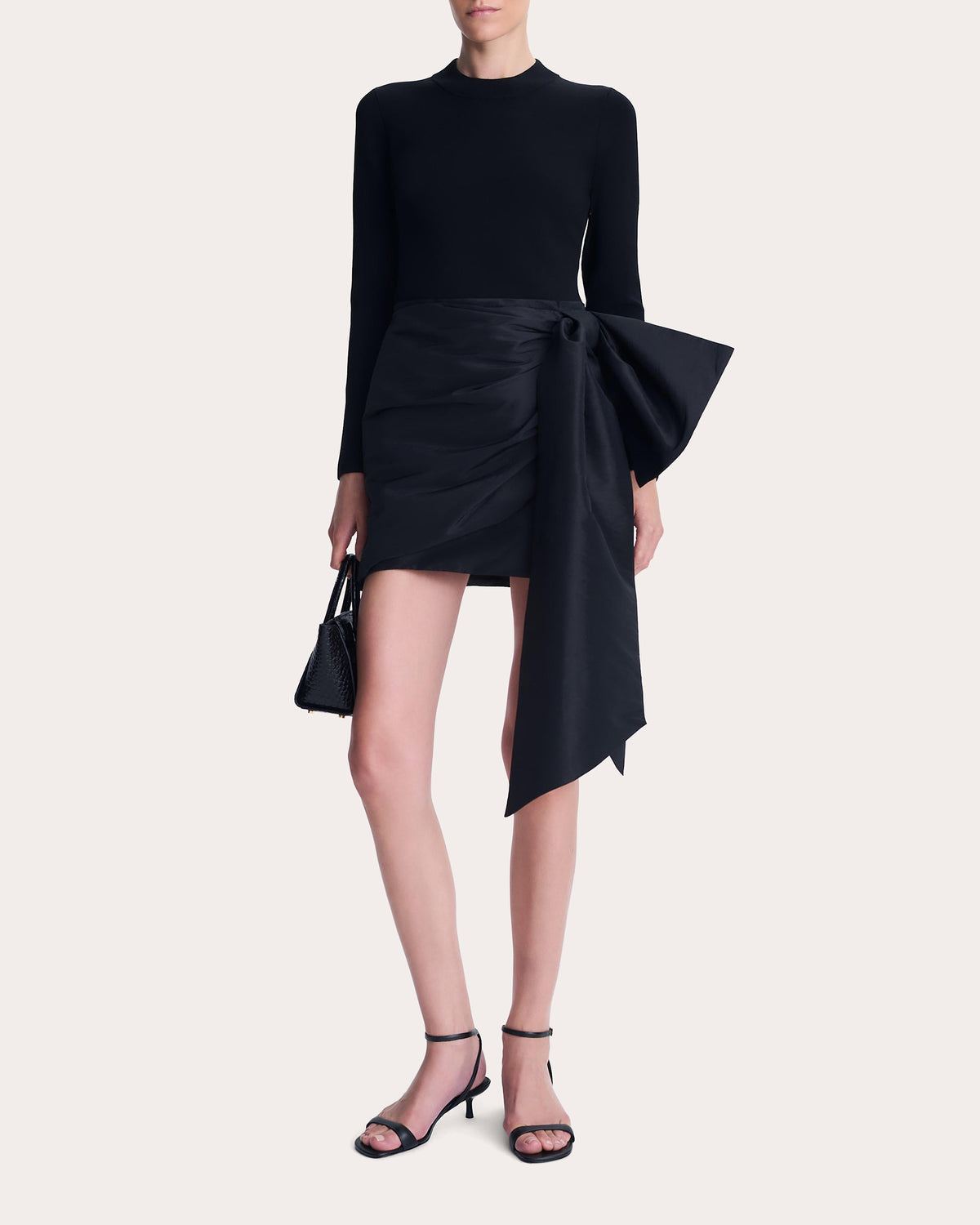 Tedda Knit Taffeta Combo Bow Mini Dress