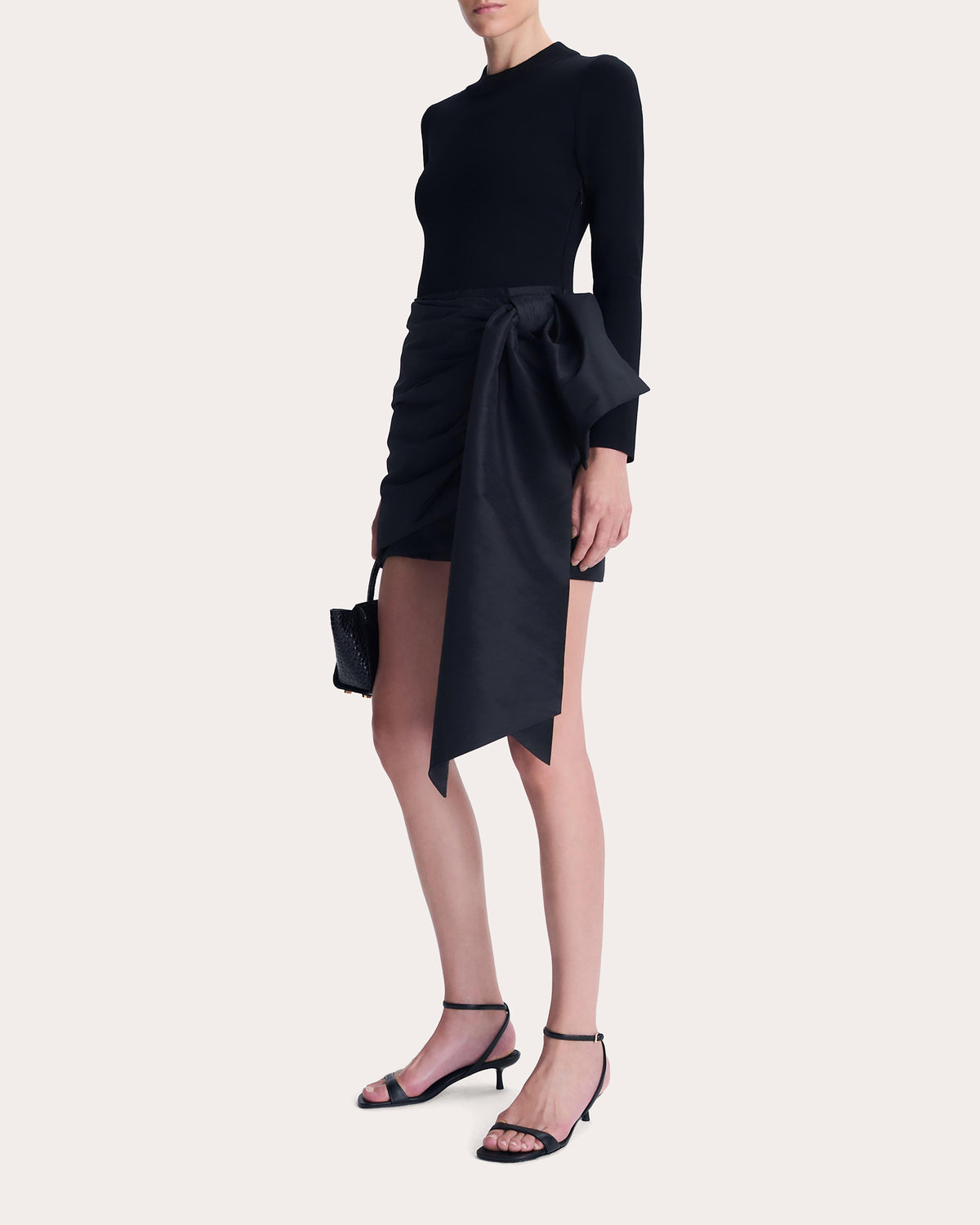 Tedda Knit Taffeta Combo Bow Mini Dress