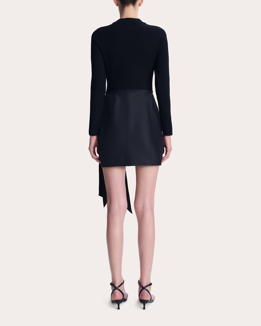 Tedda Knit Taffeta Combo Bow Mini Dress