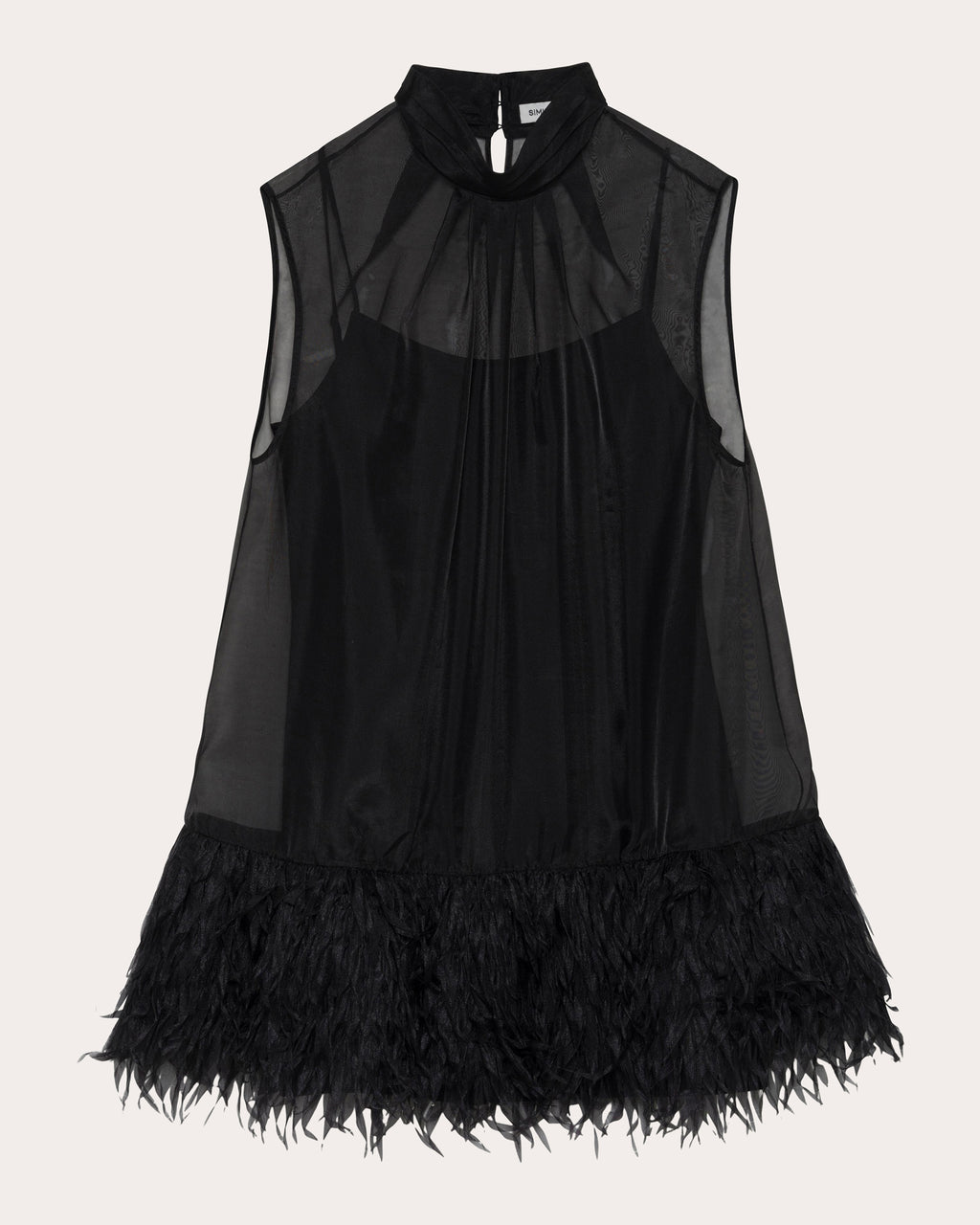 Shirya Feathered Organza Mini Dress