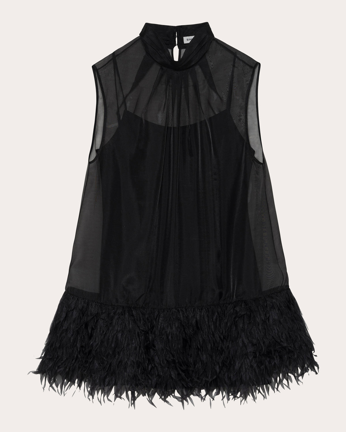 Shirya Feathered Organza Mini Dress