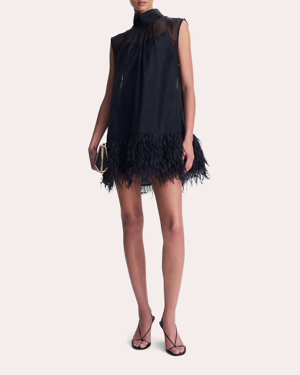 Shirya Feathered Organza Mini Dress
