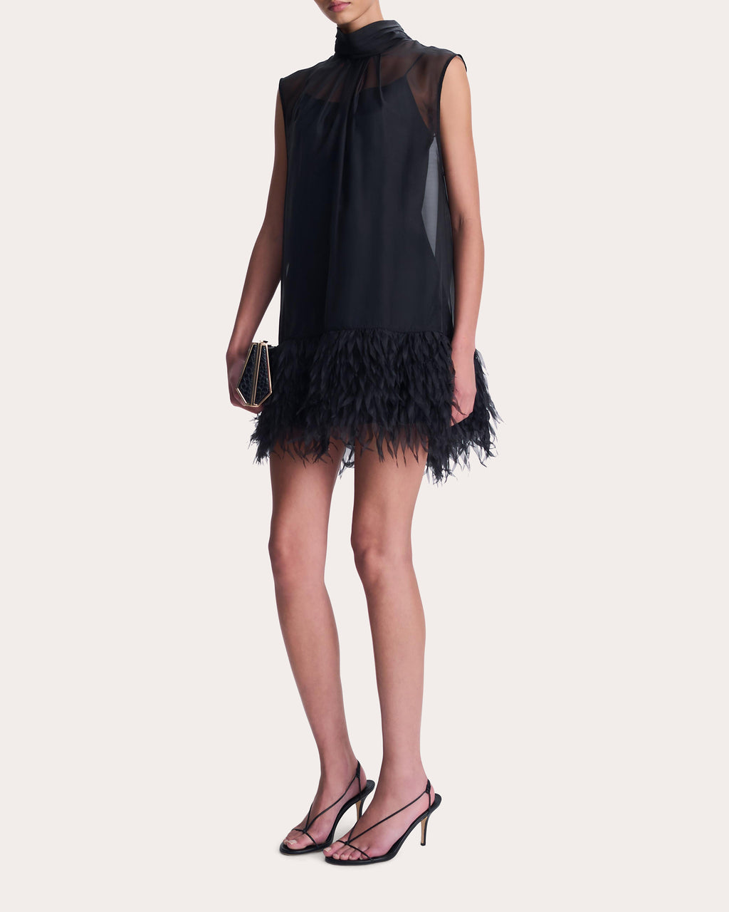Shirya Feathered Organza Mini Dress