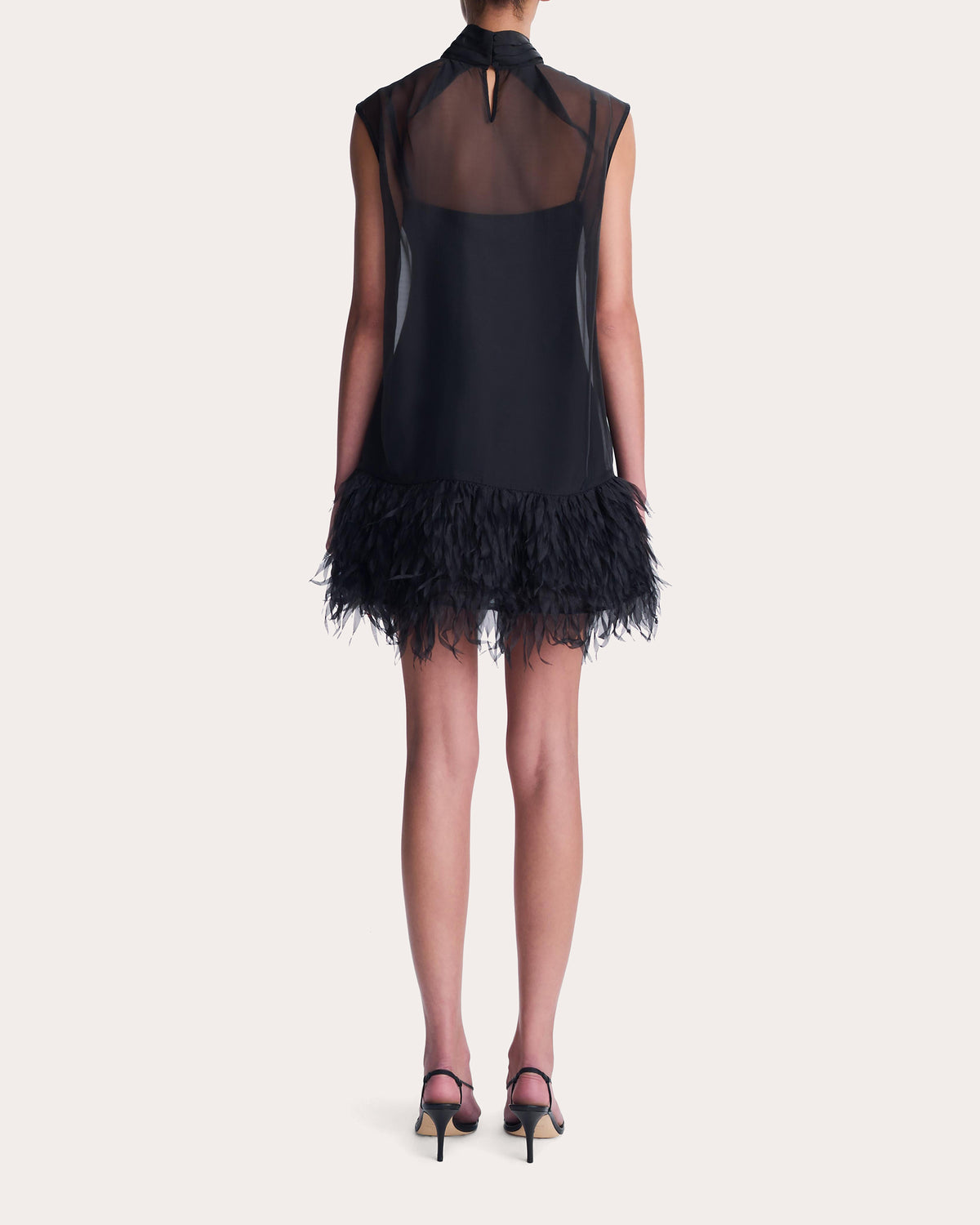 Shirya Feathered Organza Mini Dress