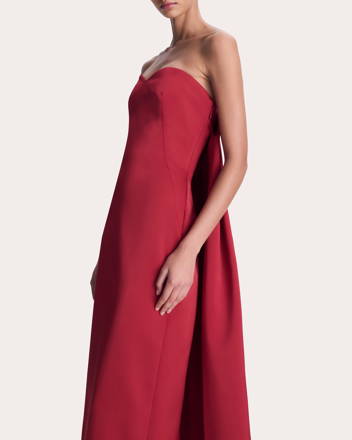 Dinah Satin Watteau Train Strapless Dress