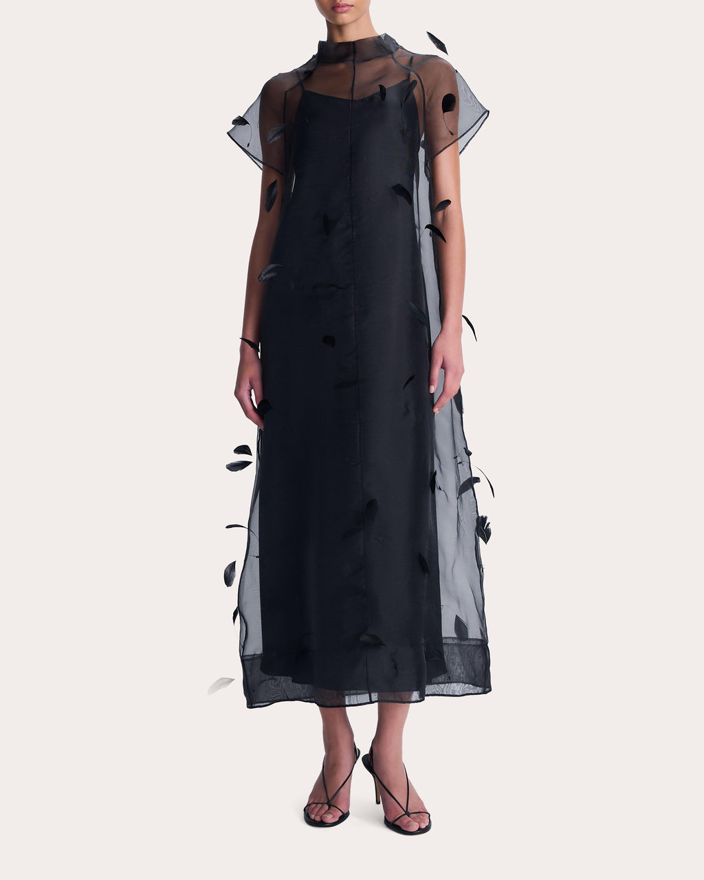 Pauline Feathered Organza Midi Dress
