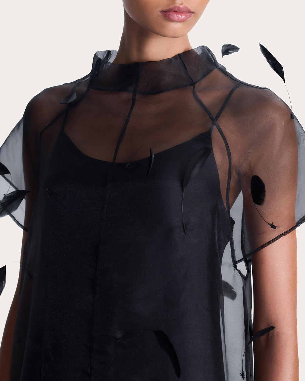 Pauline Feathered Organza Midi Dress