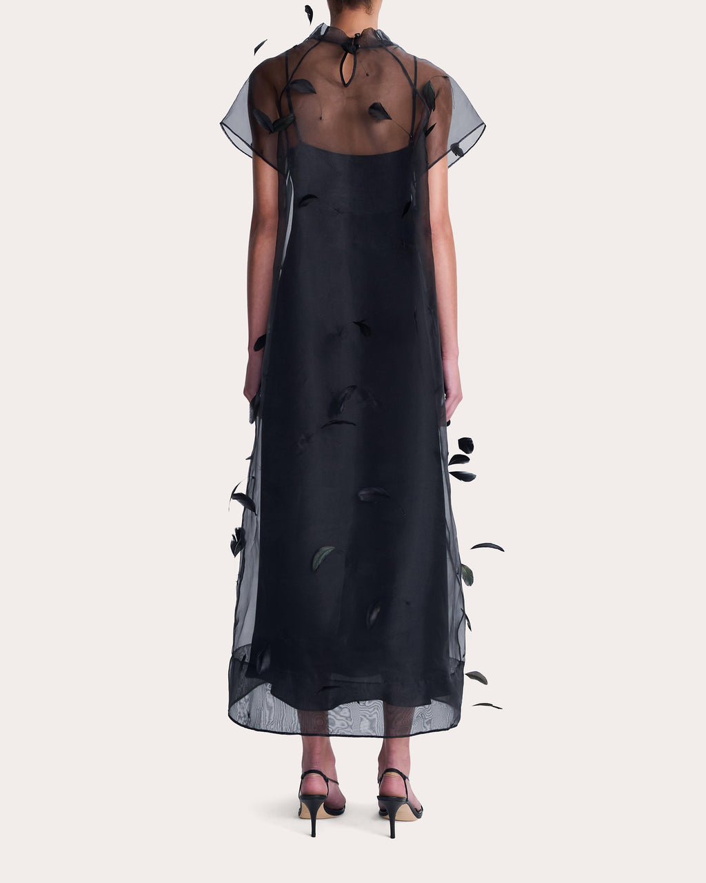 Pauline Feathered Organza Midi Dress