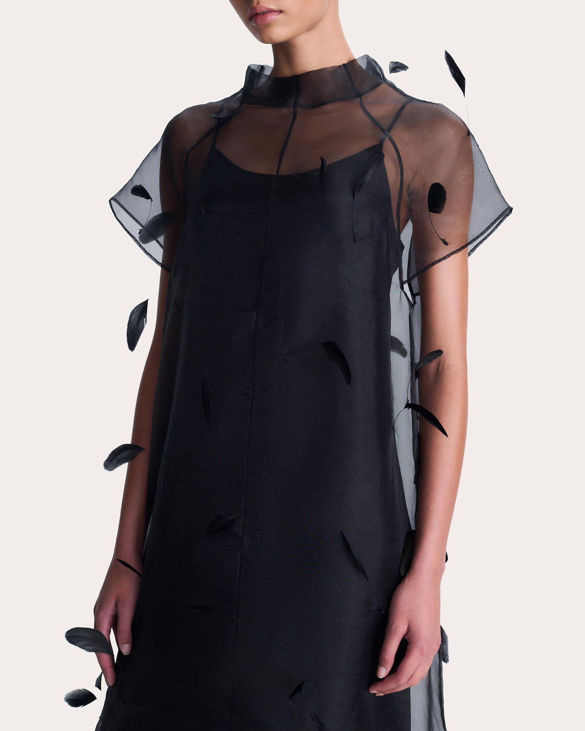 Pauline Feathered Organza Midi Dress