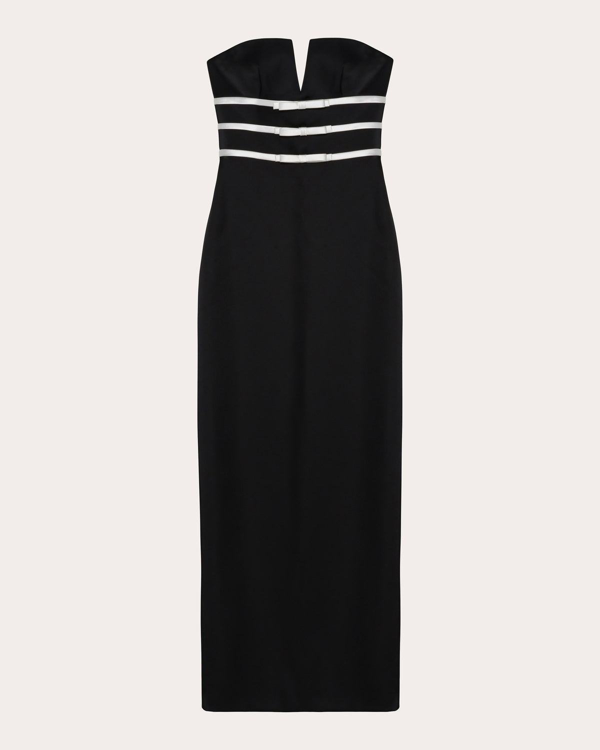 Delore Satin Bow Strapless Bustier Gown
