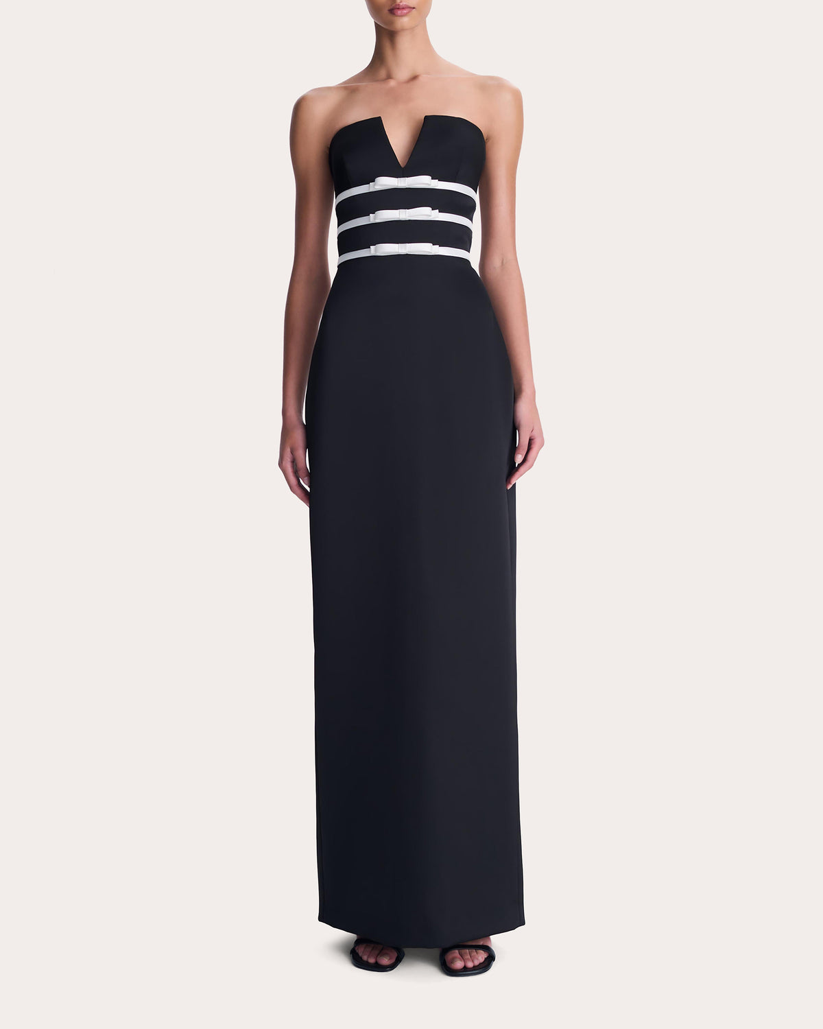 Delore Satin Bow Strapless Bustier Gown