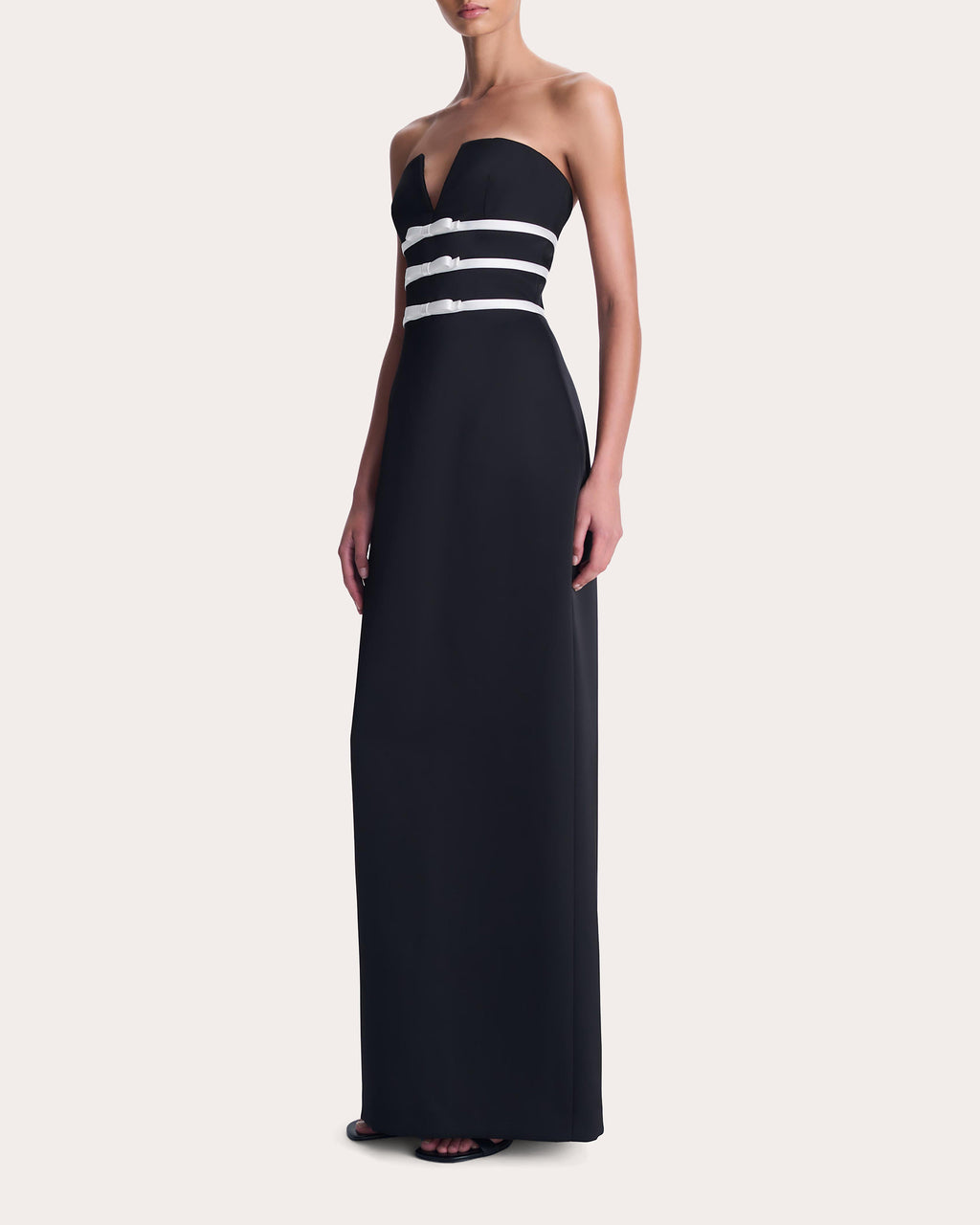 Delore Satin Bow Strapless Bustier Gown