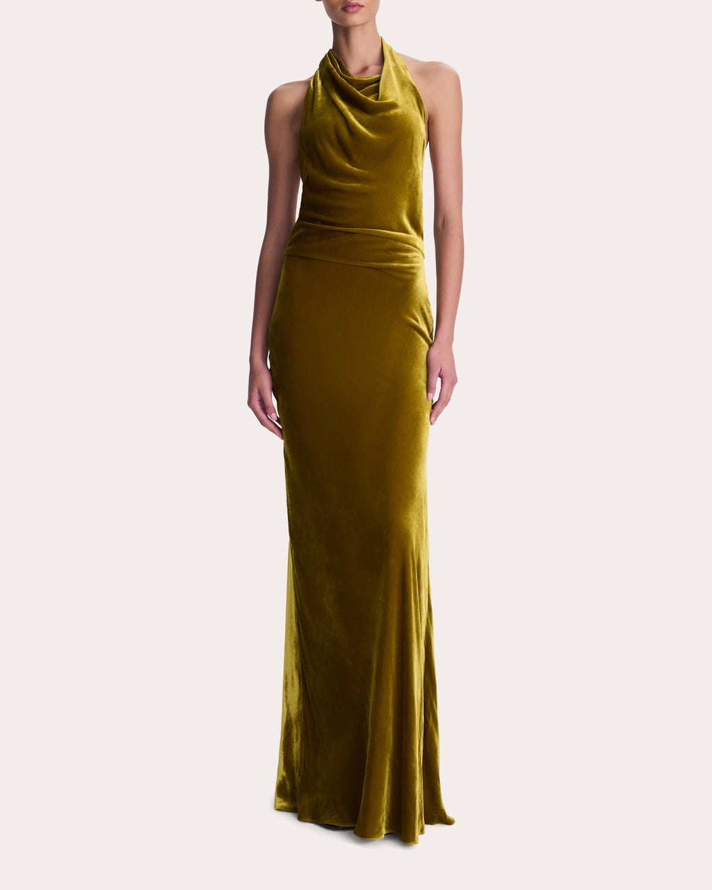 Reannon Velvet Draped Halter Gown