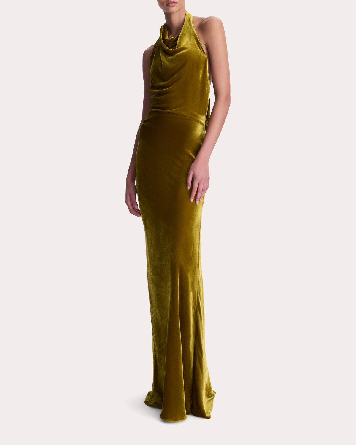 Reannon Velvet Draped Halter Gown
