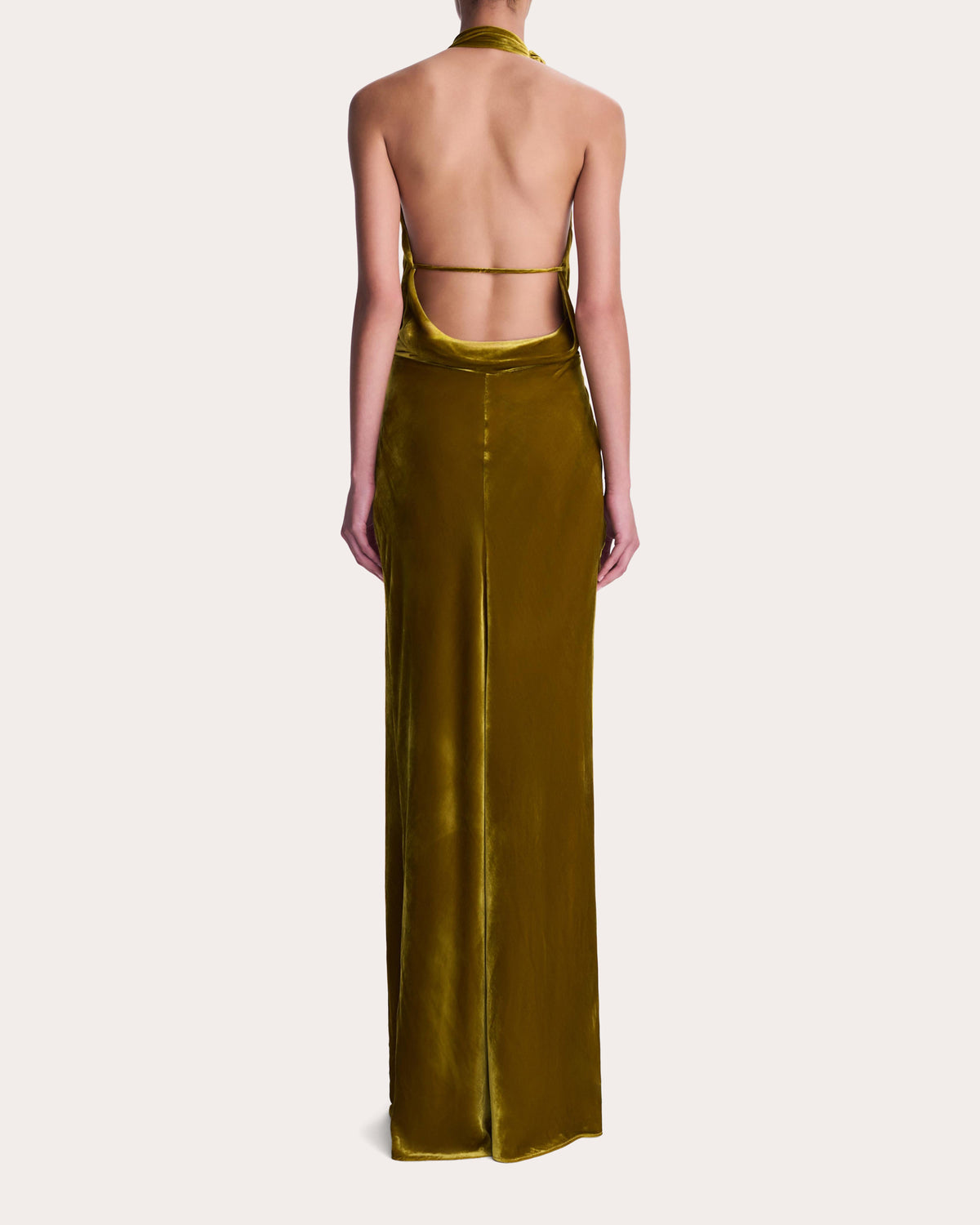 Reannon Velvet Draped Halter Gown