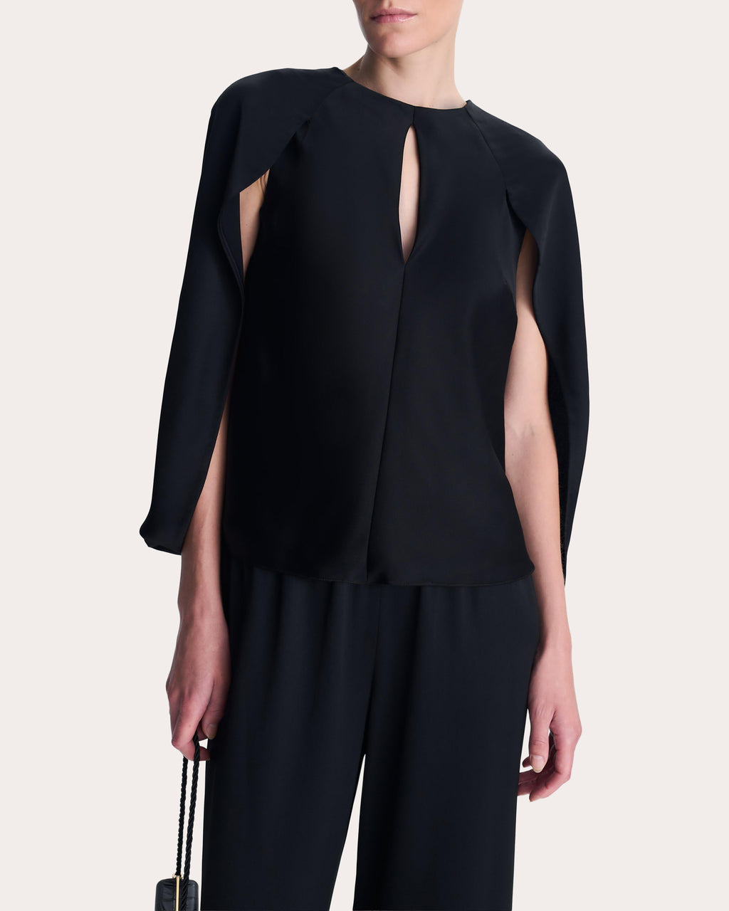 Lauren Satin Cutout Cape Top
