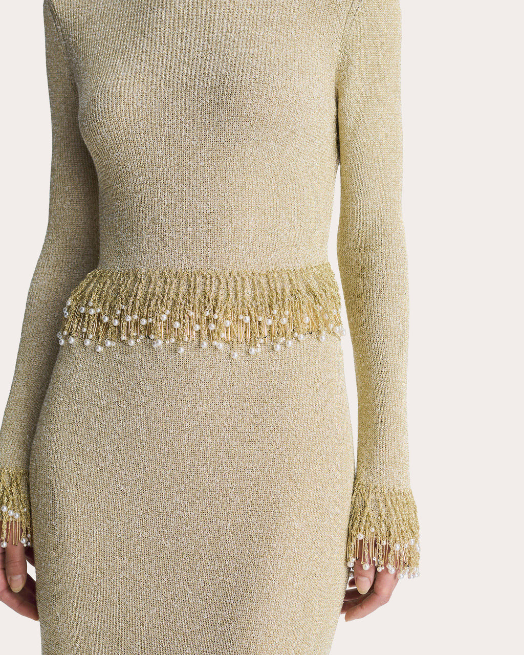 Tali Metallic Bouclé Fringe Mock Neck Top