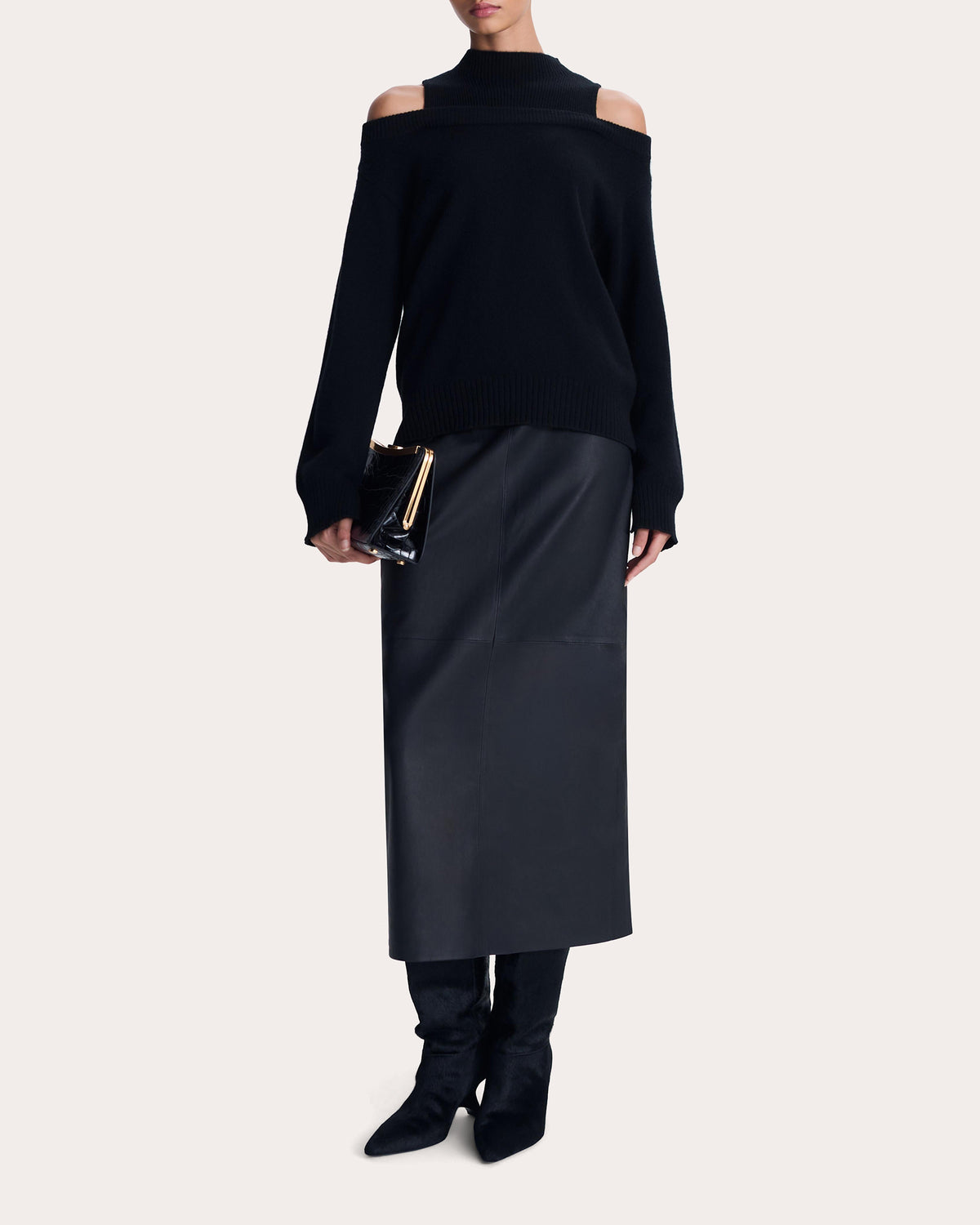 Alessa Cashmere Cutout Mock Neck Sweater