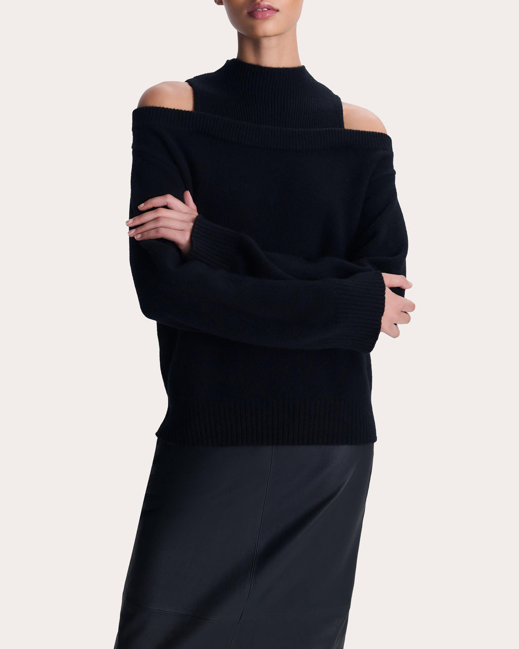 Alessa Cashmere Cutout Mock Neck Sweater