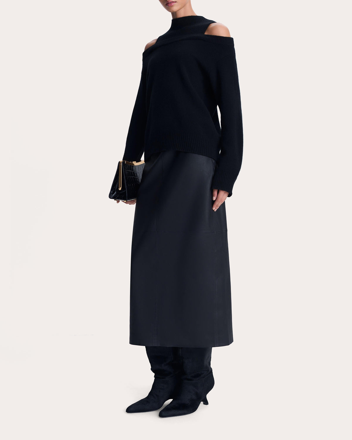 Alessa Cashmere Cutout Mock Neck Sweater