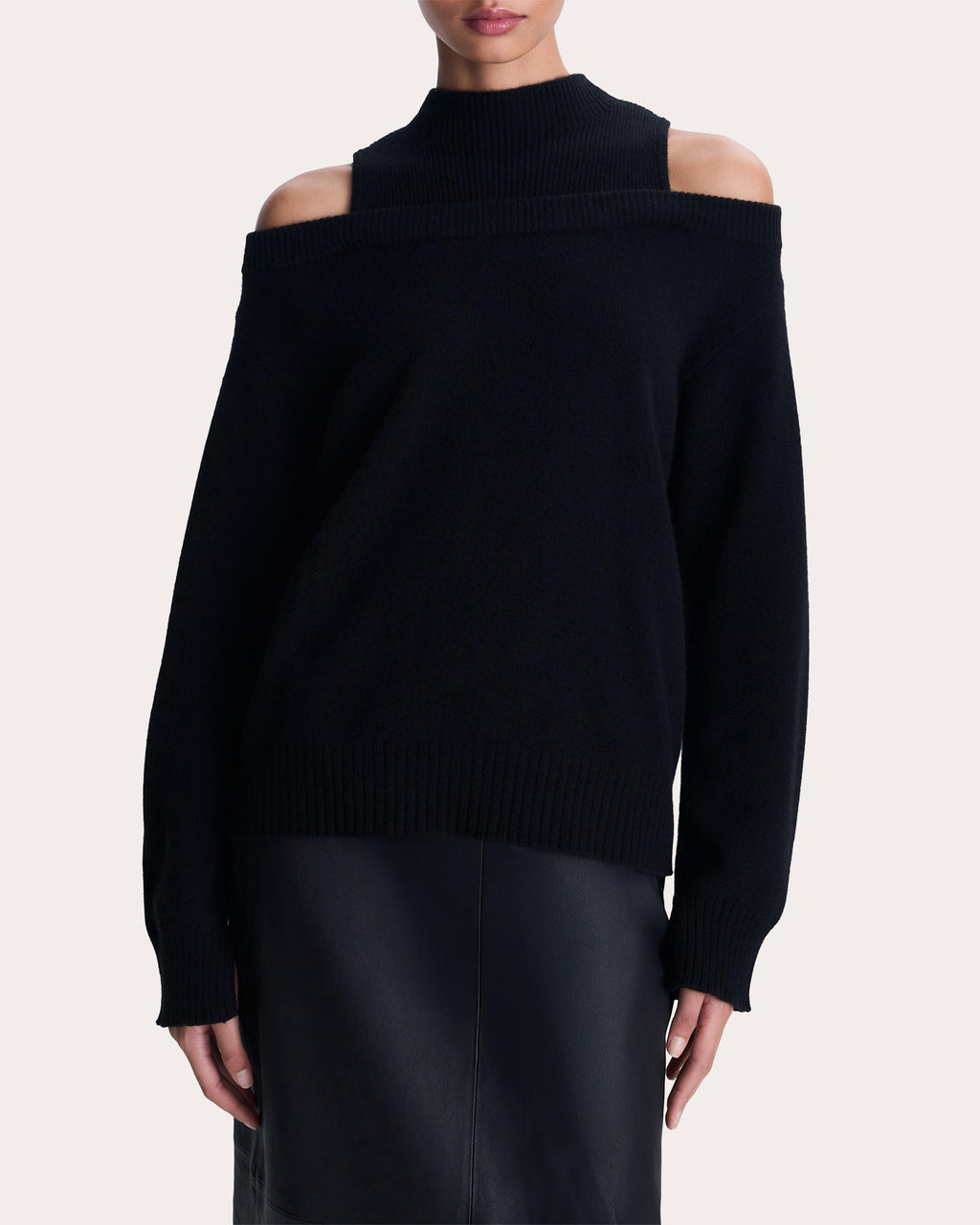 Alessa Cashmere Cutout Mock Neck Sweater