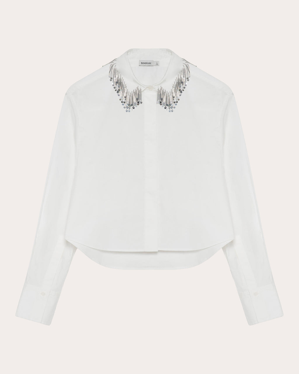 Renata Beaded Poplin Cropped Button-Up
