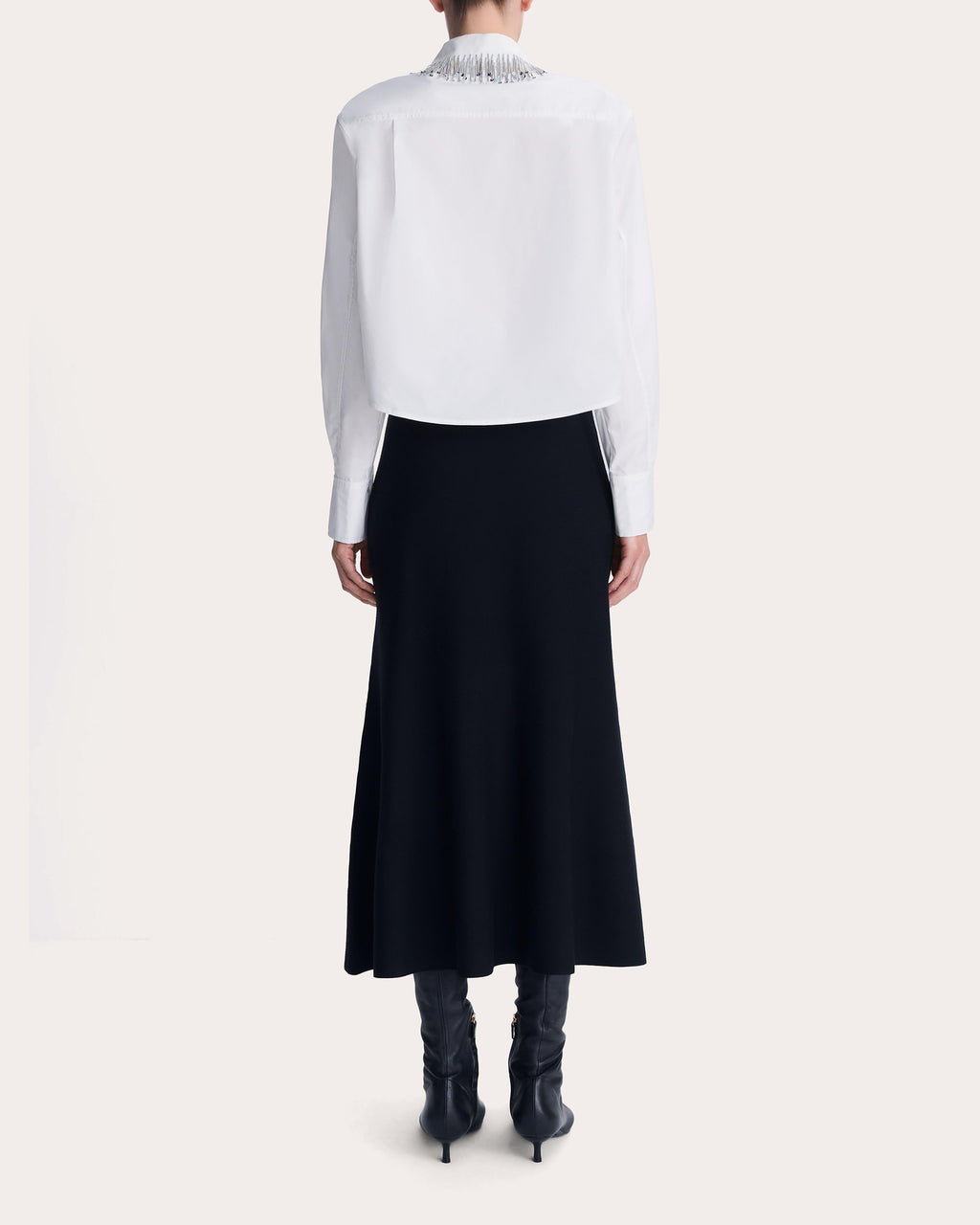 Renata Beaded Poplin Cropped Button-Up